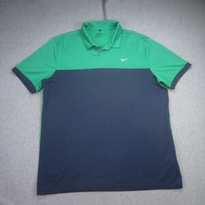 Nike Golf Polo Shirt Mens Large Green Blue Standard Fit Casual Performance